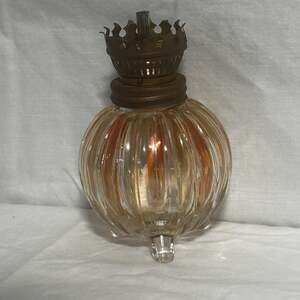 Vintage Kelvin's Japan Red Flash Ribbed Glass Three-Footed Miniature Oil Lamp